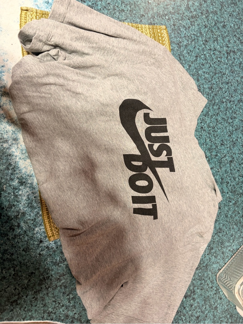 Nike Short Sleeve Tee in Light Gray with Black 'Just Do It' Logo